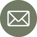 White envelope icon centered on a round, muted green background—perfect for vet or veterinarian communications.