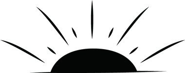 A simple black silhouette of a half sun rising or setting, with straight rays extending outward in various directions—perfect for a veterinarian or vet logo seeking a warm and welcoming touch.
